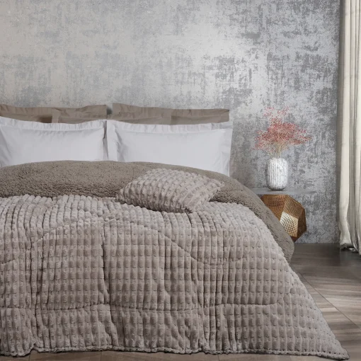 Κουβερτοπάπλωμα Μονό (160X220) Ribb Taupe