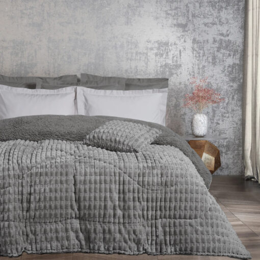 Κουβερτοπάπλωμα Μονό (160X220) Ribb Grey