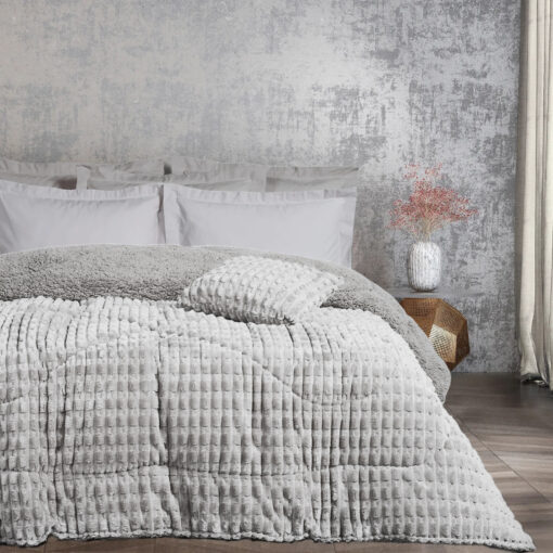 Κουβερτοπάπλωμα Μονό (160X220) Ribb Light Grey